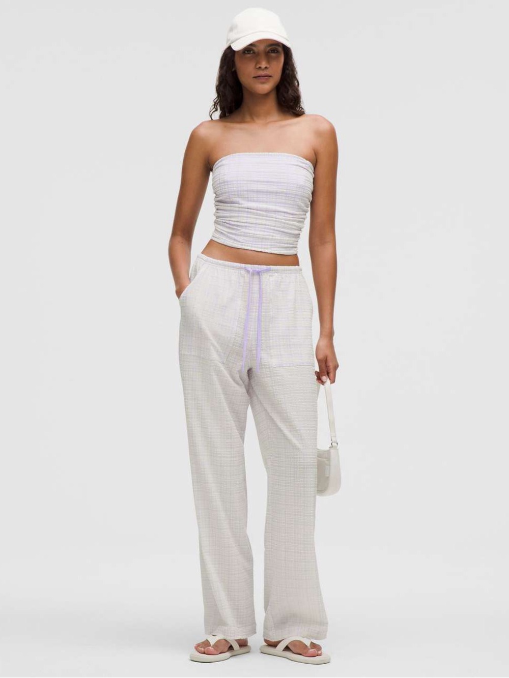 New Lululemon Seersucker Check Set of Drawstring Pants & Tank Top - Large
